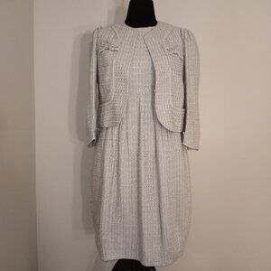 JESIRE DRESS AND JACKET WITH 3/4 LENGTH SLEEVE SILVER/GREY  UK SIZE 10 PRE-LOVED